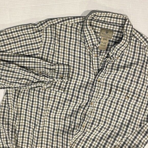 Beretta Men's XXL‎ Green Plaid Long Sleeve Cotton Button Down Shirt - Picture 1 of 6